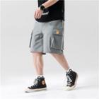 Letter Tag Wide-leg Cargo Shorts