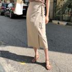 Tie-waist Stripe Midi Skirt