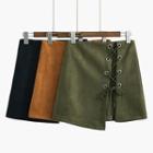 Tie-up Suede A-line Skirt