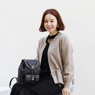 Open-front Drawstring-waist Cardigan