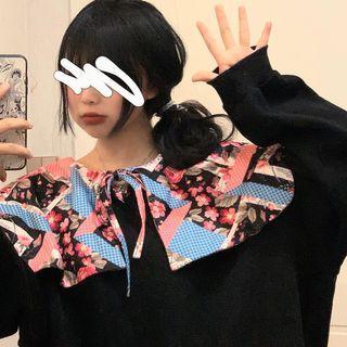 Floral Print Collar Sweatshirt