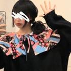 Floral Print Collar Sweatshirt