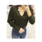 Wool Blend Snap-button Cardigan