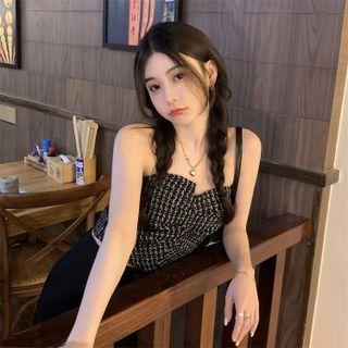 Asymmetrical Tweed Camisole Top