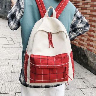 Canvas Plaid Front Panel Backpack