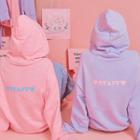 Pink Cafe Lettering Graphic Hoodie