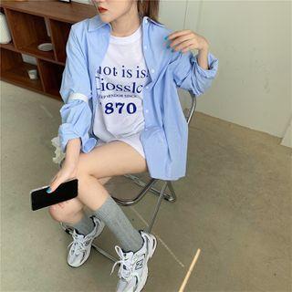 Short-sleeve Lettering Print T-shirt / Plain Shirt