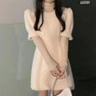 Short-sleeve Fluffy Dress White - One Size