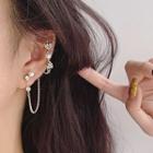 Asymmetric Faux Pearl & Rhinestone Earrings As Shown In Figure - One Size