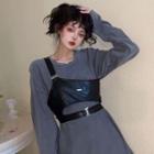 Single Strap Faux Leather Cropped Vest