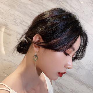 Alloy Bead & Hoop Fringed Earring 1 Pair - As Shown In Figure - One Size
