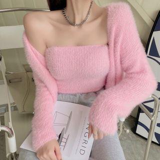 Set: Knit Tube Top + Cropped Cardigan
