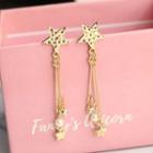 Faux Pearl Rhinestone Star Fringed Earring As Shown In Figure - One Size