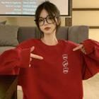 Tiger Embroidery Sweatshirt Red - One Size