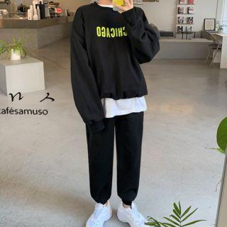 Set: Printed Fleece-lined Sweatshirt + Jogger Pants