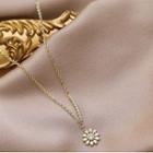 Flower Pendant Alloy Necklace Gold - One Size