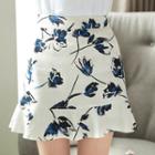 Floral-print Ruffle-hem Mini Skirt