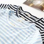 Frill Trim Short-sleeve Striped T-shirt