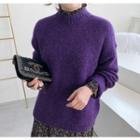 Crew-neck Wool Blend Loose-fit Sweater