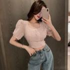 Puff-sleeve Beaded Top