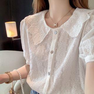 Embroidered Eyelet Lace Blouse