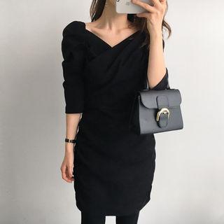 Puff-sleeve Ruched Dress