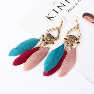 Embellished Feather Fringed Earring