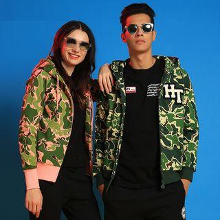Applique Camouflage Couple Hoodie