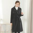 Flap-front A-line Coat With Sash