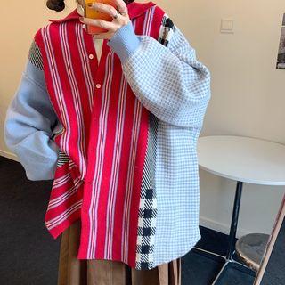 Print Panel Collared Cardigan