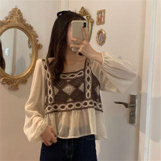 Long-sleeve Mesh Panel Tunic
