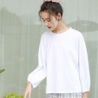 Round-neck Plain Oversize Top White - One Size