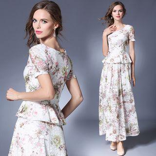 Set: Floral Lace Top + Long Skirt