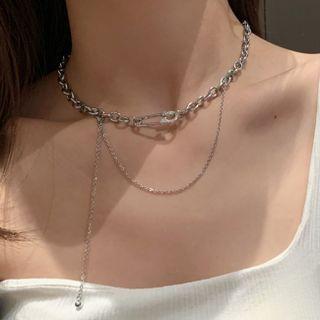 Safety Pin Chain Necklace