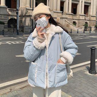 Fluffy-lined Padded Button Jacket