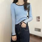 Color-block Knitted Crew-neck Top