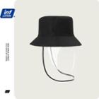 Bucket Hat With Face Shield (anti Droplets) Black - One Size