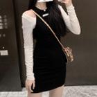 Inset Cold-shoulder Halter Dress Black - One Size
