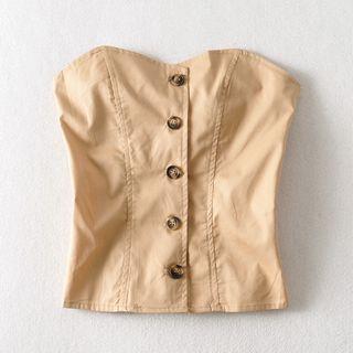 Button Cropped Tube Top