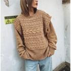 Loose-fit Cable-knit Sweater Brown - One Size