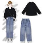 Wide-leg Jeans / Plain Shirt