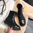 Paneled Lace-up Boots