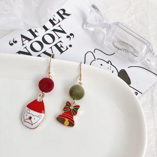 Non-matching Christmas Santa & Bell Bobble Dangle Earring