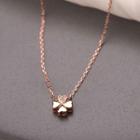 Clover Rhinestone Pendant Silver Necklace Rose Gold - One Size