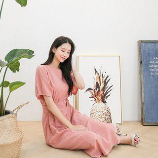 Short-sleeve Strap-waist Dress
