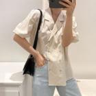 V-neck Short-sleeve Blouse As Shown In Figure - One Size