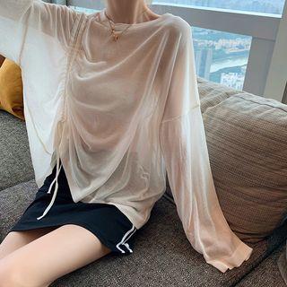 Loose-fit Drawstring Light Top White - One Size