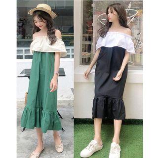 Off-shoulder Ruffle Midi Dress