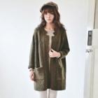 Open-front Wool Blend Long Cardigan