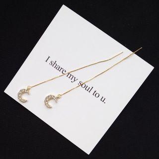 Rhinestone Moon Threader Earrings